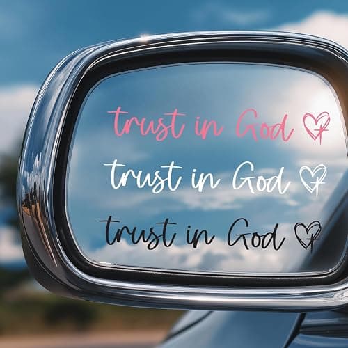 3X Trust in God Mirror Sticker for Cars - Christian Stickers Rear View Mirror Accessories - Christian Car Decals for Men and Women, Girl Car Accessories - Trust in God Car Stickers - Image 1