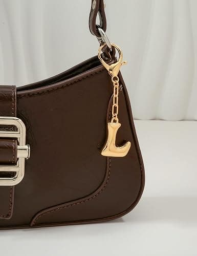 WOWORAMA Initial Letter Keychain for Women Chunky Gold Bubble Letter Bag Charm Purse Charm Personalized Keyrings Accessories thumbnail 3