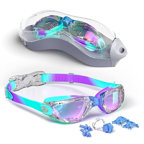 Hurdilen Kids Swim Goggles, Swimming Goggles for Kids with Nose Clip, Earplugs, Nose Bridge for Age 3-15 - Image 1