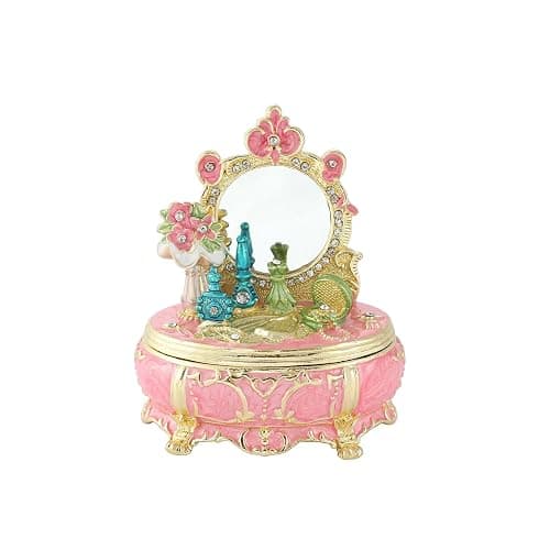 QIFU Elegant Pink Dressing Table Style Enamel Jewelry Trinket Box, Unique Gift for Family - Image 1