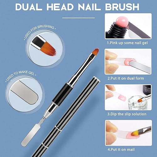 Morovan Nail Slip Solution Kit: 2.5 OZ Anti‑Stick Gel Liquid for PolyGel Nails with Dual‑Ended Brush & Nail Forms Ideal Easy Spread for Beginners thumbnail 5