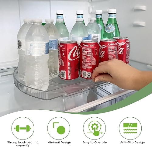 NOSTALGIQ Square Lazy Susan - Refrigerator Lazy Susan Organizer - Rotating Fridge Organizer 16.5x11in thumbnail 5