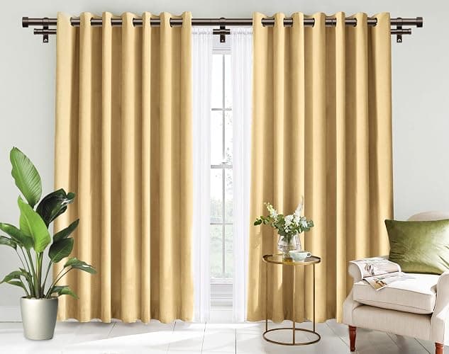 KAMANINA 1" Double Curtain Rods 66-120 Inch, Heavy Duty Dual Rods, Bronze | Adjustable Curtain Rods for Windows, Long Drapery Rods, Easy to Install, No Sagging, with End Caps, for Bedroom, Living Room thumbnail 2