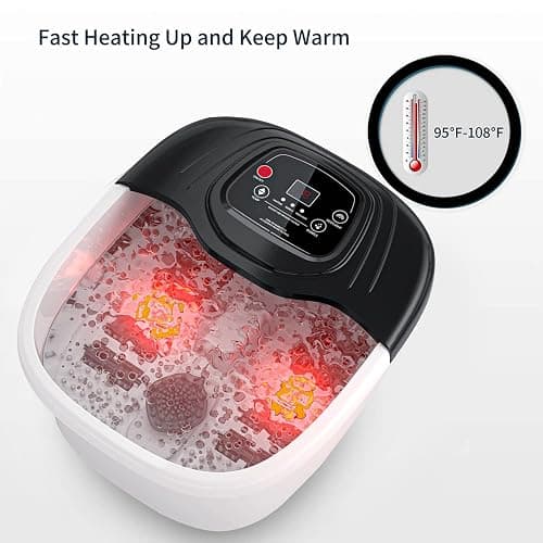 RIGHTMELL Foot Spa Bath Massager with Heat, Epsom Salt,Bubbles, Vibration and Red Light, Tub for Stress Relief,Foot Soaker, Christmas Gifts Birthday Gifts for Mom Dad Women Men Her Him thumbnail 7