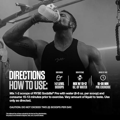 RYSE Godzilla X Noel Deyzel Pre Workout Powder - Sour Watermelon - 400mg Caffeine, High Stim Pre-Workout for Men & Women with Citrulline & Beta Alanine - Energy, Pump & Focus - 20/40 Servings thumbnail 6