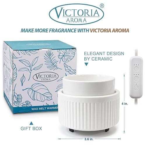 VICTORIA AROMA Ceramic Wax Warmer with Timer, Candle Wax Melter & Wax Burner for Scented Wax Melts, Electric Fragrance Wax Melt Warmer for Home Office Decor Ideal Gift（White） thumbnail 2
