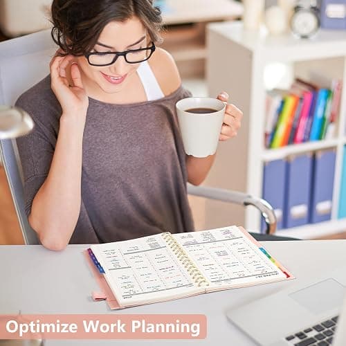 Academic Diary 2025-2026 Weekly Planner, A5 Week to View Teacher Planner - 30-Minute Appointment Book, Mid Year Diary August 2025 - July 2026 with Colorful Monthly Tabs, Boost Productivity - Pink thumbnail 2