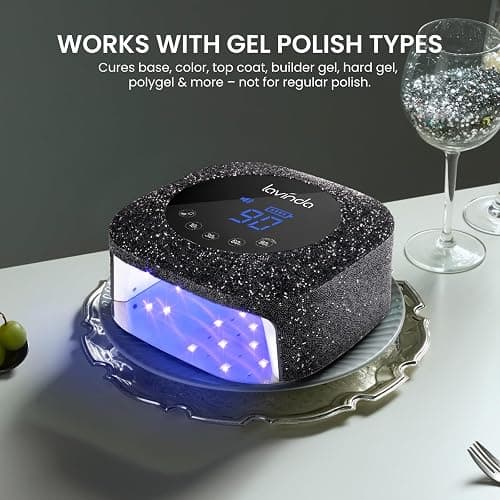 Lavinda 54W UV Nail Lamp Cordless, UV Light for Gel Nails Black Rhinestone | Professional Fast Curing Lamp Nail Dryer, Rechargeable UV LED Nail Lamp Nail Light with 4 Timers and LCD Display thumbnail 7