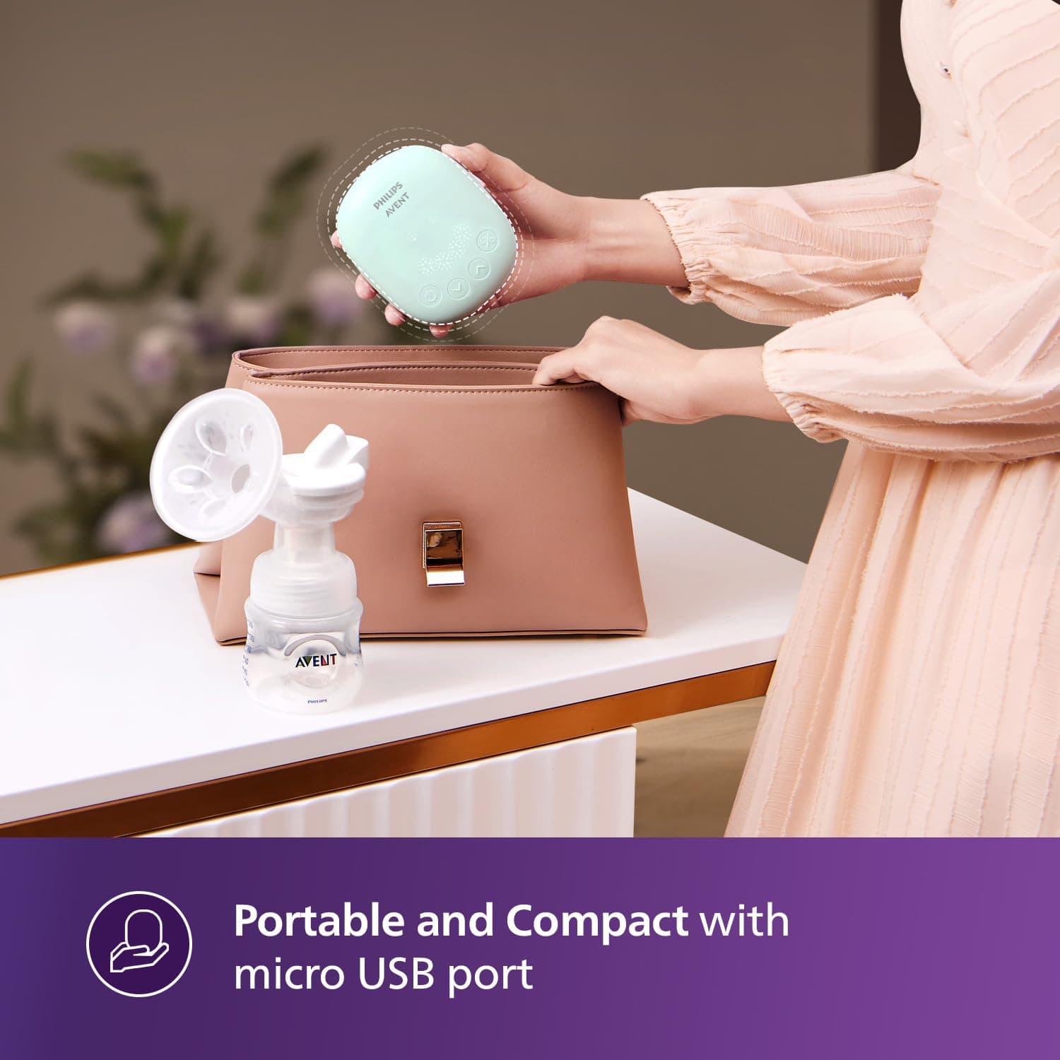 Philips Avent Portable Electric Breast Pump | No.1 Brand Recommended by Moms Worldwide | Soft adaptive Silicon Cushion | One Size Fits all | 4 + 4 Expression and Stimulation settings | Quiet Motor |Corded SCF323/11 thumbnail 7