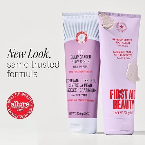 First Aid Beauty KP Bump Eraser Body Scrub with 10% AHA - Dermatologist-Tested Keratosis Pilaris Exfoliator - Support for Rough Bumps, Uneven Skin Texture & Strawberry Skin - Sensitive Skin thumbnail 2
