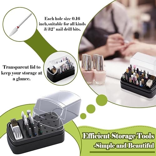 FANTEXY 2-in-1 Nail Drill Bit Holder And Cleaner Brush Case | ﻿30 Holes Dustproof Organizer with Nylon/Copper Brushes,Manicure Tools Storage Box(Nail Drill Bits are Not Include) thumbnail 4