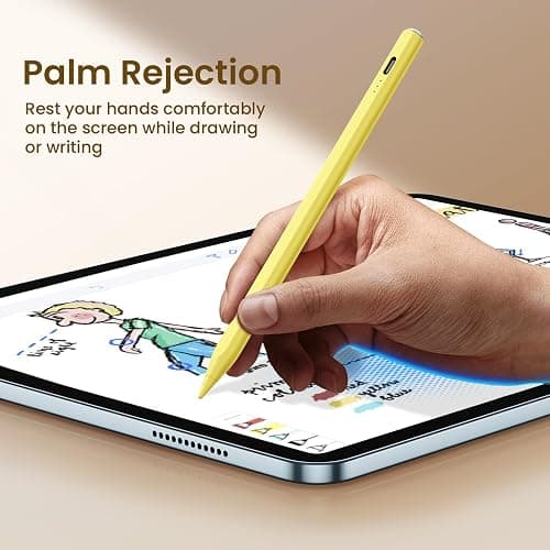 Hastraith Stylus Pen for iPad(2018-2025)-13 Mins Fast Charge with Tilt Sensitivity & Palm Rejection for iPad 11/10/9/8/7/6th Gen, Air 7/6/5/4/3/M3/M2, Pro 13"/12.9"/11"/M4, Mini 7/6/5th,Yellow thumbnail 5