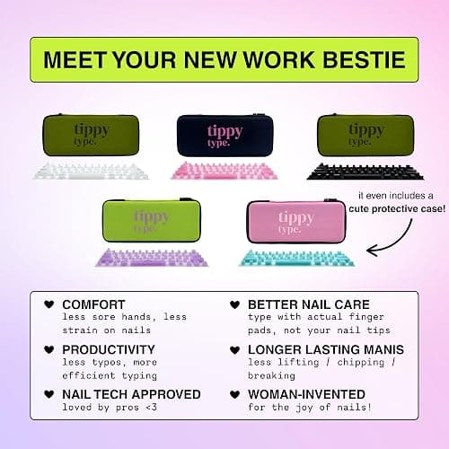 TIPPY TYPE Raised Keyboard Cover for Long Nails - Fits MacBook Pro & Air, iPad 13", & Magic Keyboard (No Numpad) -Silicone -The Original -Comfortable Typing, Quiet, Nail Protection (Milky White) thumbnail 4