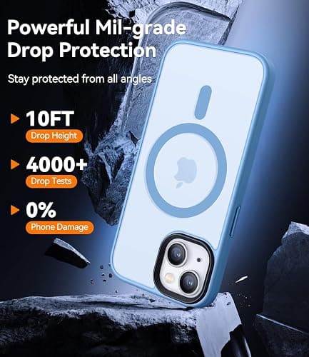 CANSHN Magnetic Case for iPhone 15 Case [Compatible with MagSafe & MIL-Grade Drop Tested] Slim Translucent Matte Cover, Anti-Scratch Shockproof Phone Case for iPhone 15 6.1 Inch, Sky Blue thumbnail 4