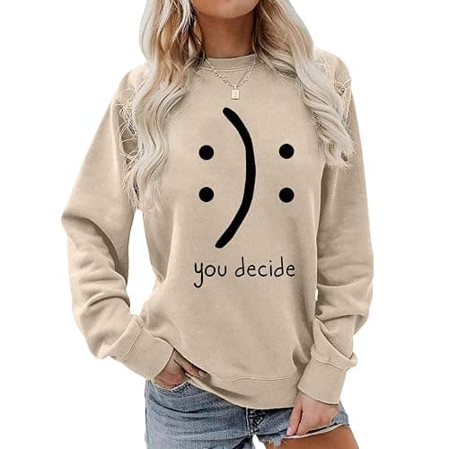 BLACKMYTH Women Round Neck Sweaters Graphic Cute Pullover Long Sleeve Funny Sweatshirts - Image 1