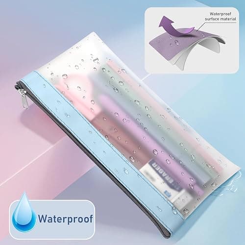 Timart Clear Pencil Pouch-3 Pack, Clear Pencil Case, Pen Holder with Zipper for Kids, Makeup Pouch, Kids Pencil Pouch for Office School Supplies Travel Accessories thumbnail 6