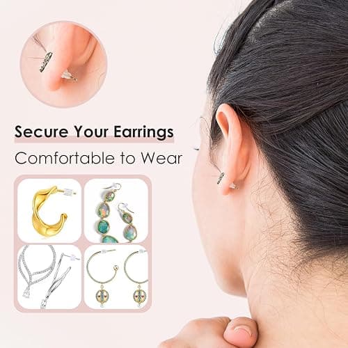 iBayam 550pcs 6 Style Silicone Earring Backs Studs Hoops Fishhooks | Soft, clear & hypoallergenic — 6 styles fit studs, posts, hoops & fishhooks, 550pcs, secure all-day hold, skin-friendly thumbnail 4
