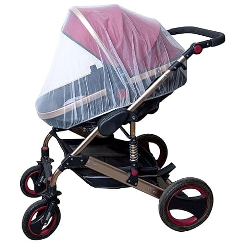 Enovoe Mosquito Net for Baby Stroller and Crib - Durable Mesh Bug Net Cover with Elastic Edge - Fits Strollers, Bassinets, Playards, and Mini Cribs - Travel Essential for Newborns - 63x64-Inch (White) - White