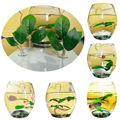 AncBace Fish Leaf Pad Fish Tank Accessories Aquarium Décor Simulating 3 pcs Adjustable Plastic Plants Betta Natural Habitat Playing Spawn Breed Rest Bed with Suction Cup Multi Leaf Design (3) thumbnail 3