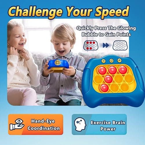 Pop Push Game Toy for Kids, Quick Fast Push Pop Puzzle Handheld Game Light up Fidget Toy 8-12, Bubble Sensory Toys Christmas Birthday Gifts for Kids Ages 3-12 (Blue) thumbnail 2