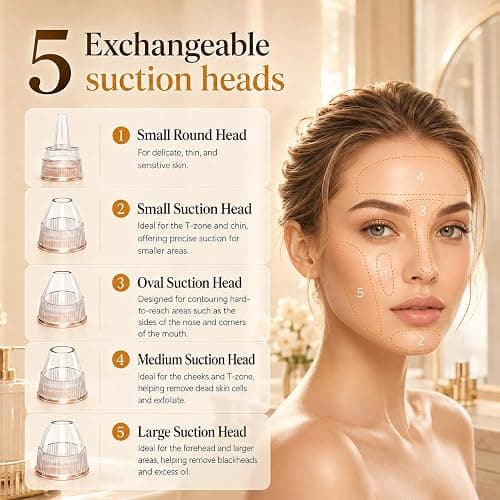 Blackhead Remover Vacuum for Face, 3 Adjustable Suction Levels, White | Adjustable Pore Cleaning, 5 Interchangeable Probes, USB Rechargeable Design thumbnail 4