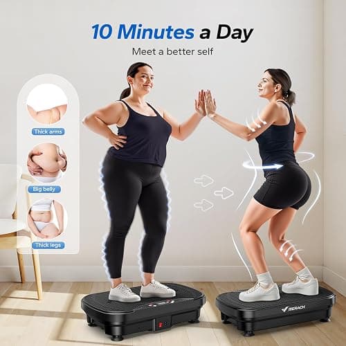 Merach Vibration Plate Exercise Machine, Bluetooth Vibration Plate for Lymphatic Drainage, Full-Body Workout Vibrating Platform for Weight Loss, Fitness Equipment for Home Women Men thumbnail 4