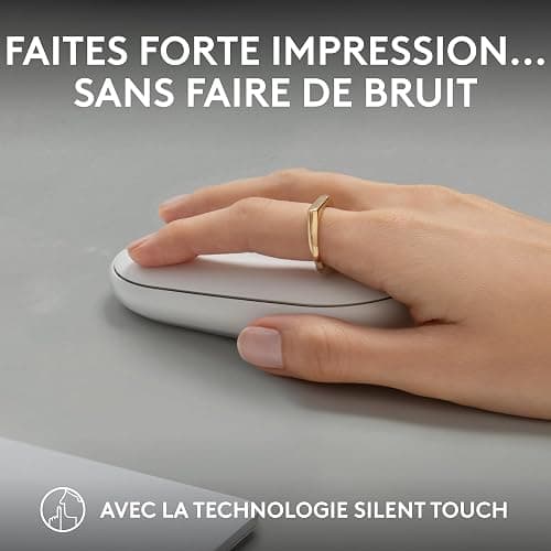 Logitech Pebble Mouse 2 M350s fine sans fil Bluetooth | Portable, légère, boutons personnalisables, clics discrets, Easy-Switch Windows/macOS/iPadOS/Android/ChromeOS - Blanc thumbnail 6
