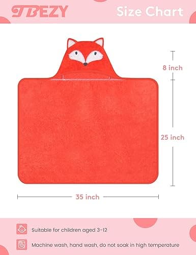 TBEZY Baby Hooded Towel with Unique Animal Design Ultra Soft Thick Cotton Bath Towel for Newborn (Fox) thumbnail 4