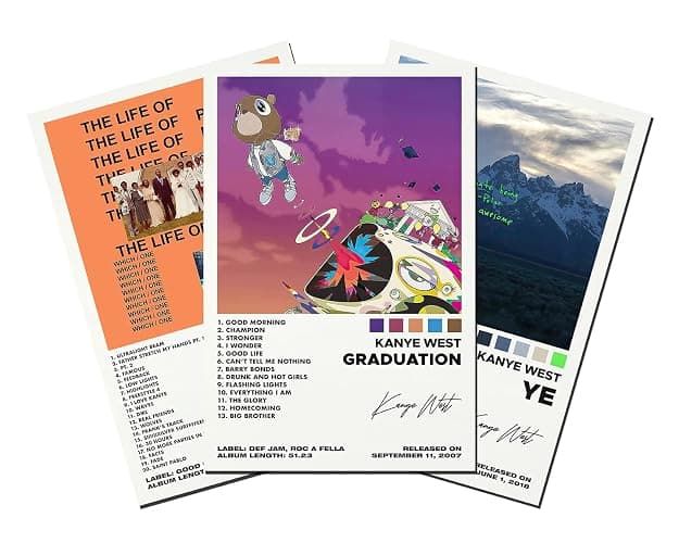BATWHO 3-Piece Set Kanye West Poster (Graduation，The Life Of Pablo， Ye) Canvas Album Unframed Set - 8x12IN thumbnail 3