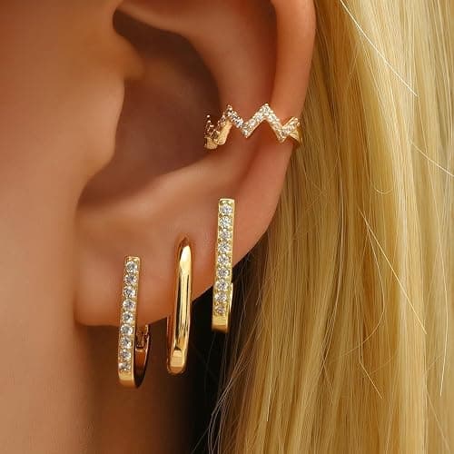 Gold Jewelry Set for Women,18K Gold Plated Jewelry Set with 9 Necklace, 9 Bracelet, 25 Ear Cuffs Earring, 5 Ankle Bracelets ,2 Rings and 3 Belly Button rings for Women Valentine Anniversary Birthday Gifts thumbnail 3