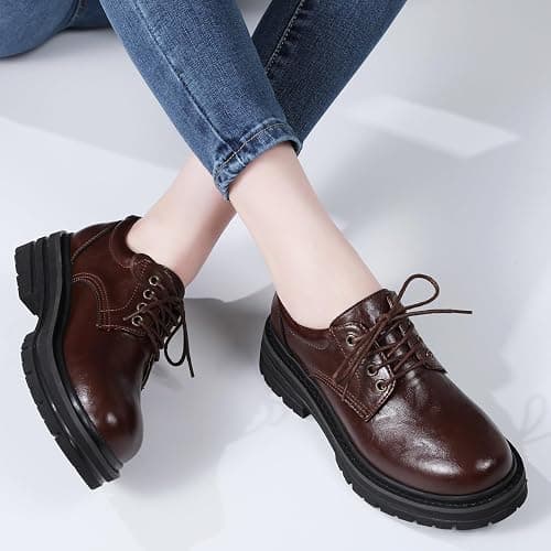 TKKAE Oxford Shoes for Women Women's Oxford Shoes Platform Oxfords for Women Women's Classic Lace Up Loafers Comfortable Dress Business Casual Work Office Oxfords Shoe for Ladies thumbnail 6