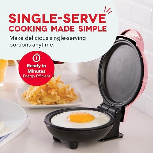 DASH Mini Maker Electric Round Griddle for Individual Pancakes, Cookies, Eggs & other on the go Breakfast, Lunch & Snacks with Indicator Light + Included Recipe Book - Pink thumbnail 3