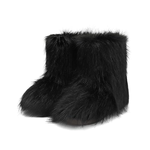 Wnshonzy Fur Boots for Women Snow Furry Fluffy Platform Flat Ankle Mini Boot Winter Round Toe Y2k Comfortable Mid-Calf Short Outdoor 2025 - Image 1