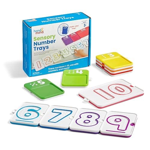hand2mind Sensory Number Trays, Learning Numbers for Kids, Fine Motor Activities, Counting Toys for Sensory Seeking Kids, Texture Toys, Pre-Writing Skills for Toddlers, Montessori Math Materials - Image 1