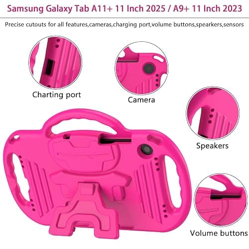 LTROP Case for Samsung Galaxy Tab A11 Plus 2025 / A9 Plus 2023 11 Inch with Shoulder Strap Handle & Kickstand, Shockproof Bumper Case for Galaxy Tab A11+ 2025 / A9+ 11" - Hot Pink thumbnail 5