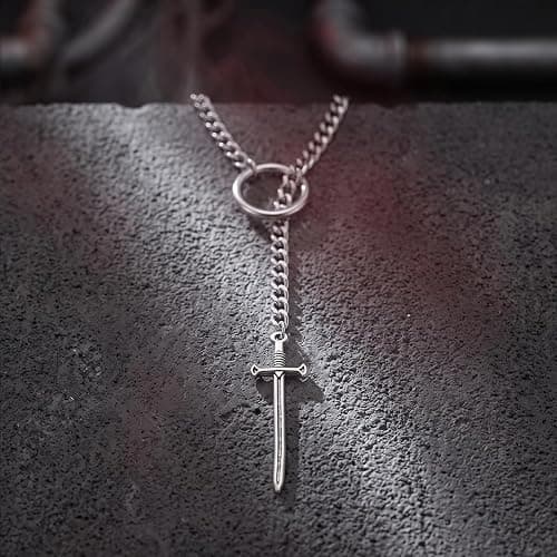 Black Choker Necklace for Women Handmade Adjustable Stainless Steel Long Cuban Chain Moon Bar Raven Heart Pendant Goth Lariat Slip Chain Collar Jewelry Accessories thumbnail 6