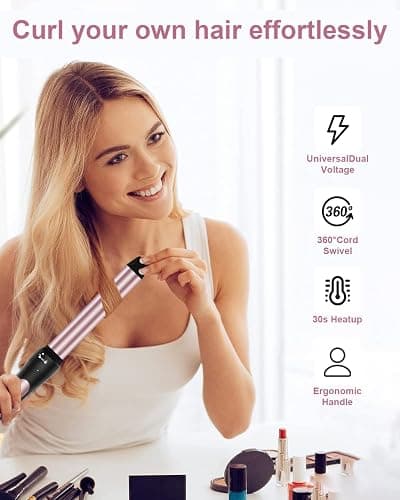 6 in 1 Wand Curling Iron, 3 Barrel Curling Iron Set with Thermal Brush (1.5") and 5 Interchangeable Ceramic Wand Curler (0.35"-1.25"), 2 Temp Heating Setting, Christmas Birthday Gifts for Women thumbnail 5