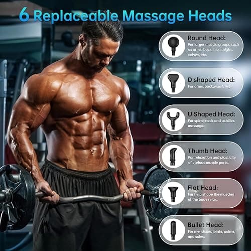 Gvber Massage Gun, Massage Gun Deep Tissue, Handheld Back Massager for Athletes, Percussion Muscle Massager with 6 Attachments & 30 Speed (Black) thumbnail 5