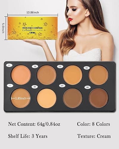 8 Colors Contour Palette, Cream Concealer Palette Makeup for Black Women | Long Lasting Full Coverage Concealer, Blendable Bronzer Color Corrector Palette, Contouring Foundation, Sculpt & Highlighting thumbnail 7