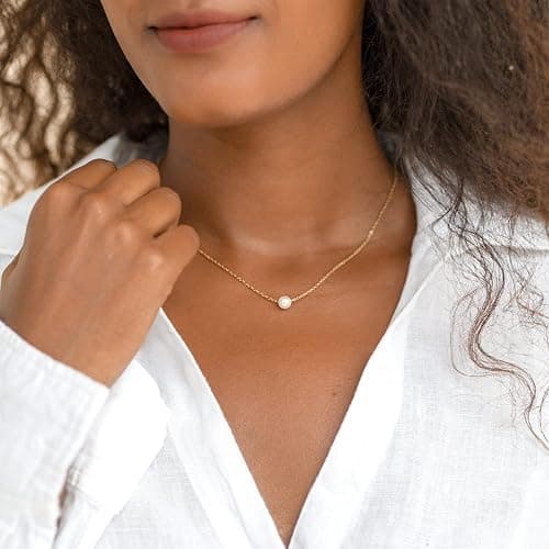 Pearl Necklaces for Women,14K Real Gold Plated Dainty Cute Pearl Necklace for Women Handmade Pearl Chain Necklace Everyday Jewelry Gift thumbnail 7