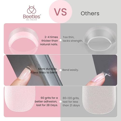 Beetles Gel Nail Tips 288 pcs Extra Short Square Nail Tips 12 Sizes Full Cover Gel Press On Nails Half Matte Acrylic Square Fake Nail Extension Set for Women Home DIY thumbnail 5
