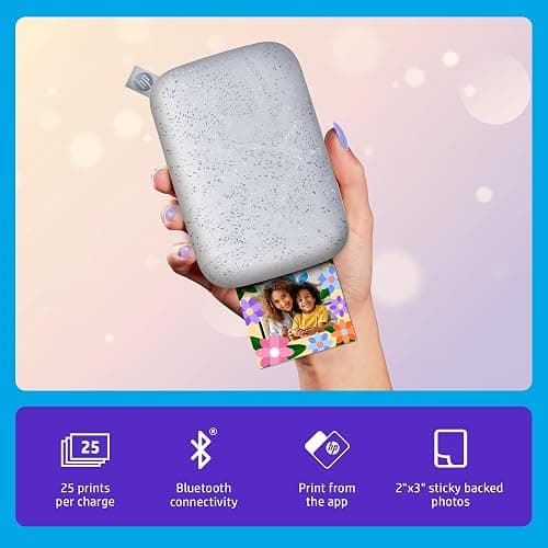HP Sprocket Portable 2x3 Instant Photo Printer (Luna Pearl) Print Pictures on Zink Sticky-Backed Paper from Your iOS & Android Device. - Image 1
