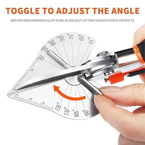 GARTOL Miter Shears, 45-135 Degree Adjustable Angle Scissors, Quarter Round Cutter Tool with Spare SK5 Blades, Trunking Shears for Cutting PVC, Trim and Softwood Moulding (Not for Hardwood) thumbnail 6