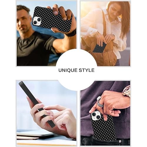 Foonary Polka Dot Phone Case for iPhone 14 Cute Fashion Pattern Case 6.1", Aesthetic Trendy Stylish Design Women Girly Cover Camera Protective Gloss Soft Slim Silicone Shockproof TPU Funda, Black thumbnail 7