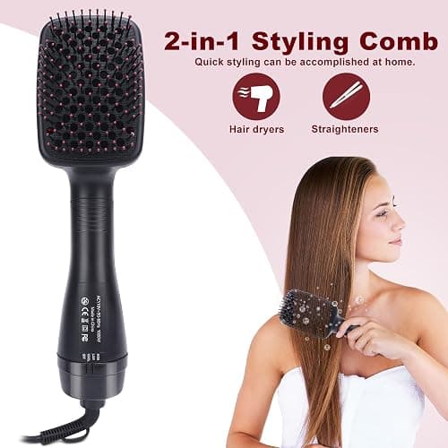 Sonew 2 in 1 Hair Dryer Brush & Straightener Brush, Hair Dryer and Styler, Negative Ion Blow Dryer Brush, Hot Air Brush Detangles, Dries, Smooths, Reduce Frizz & Static thumbnail 2