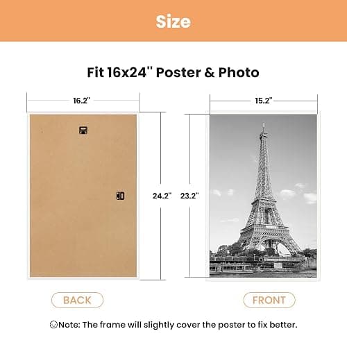 upsimples 16x24 Picture Frame White 3 Pack, Scratch-Proof Poster Frames 16 x 24 for Photo Gallery - Slide-In Strips, Horizontal or Vertical Wall Mounting thumbnail 3
