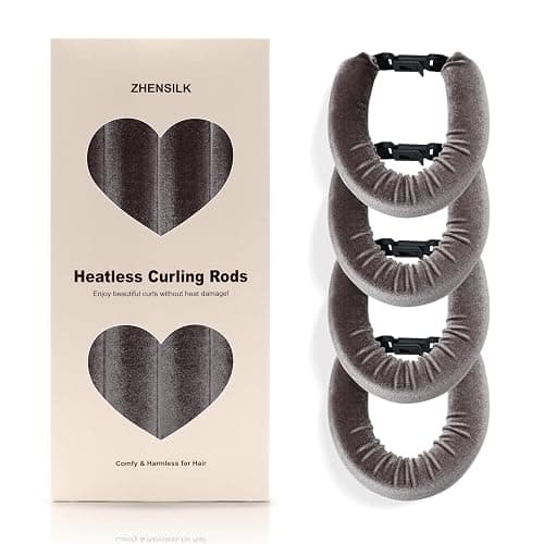 Heatless Hair Curler Set – 4PCS Velvet Overnight Blowout Rods for Heatless Curls, Jumbo Flexible Curling Rods to Sleep In, No Heat Curling Tools for Natural Waves and Curls Brown - Image 1