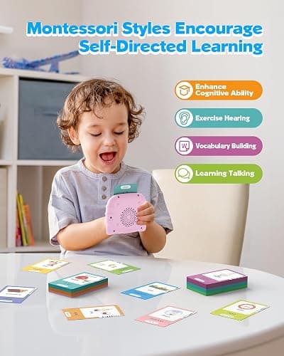 Airbition Bilingual Pink Spanish and English Talking Flash Cards, Pocket Speech Therapy Tools with 510 Words, Montessori Language Learning Aids, Children's Sensory Learning Kits thumbnail 3
