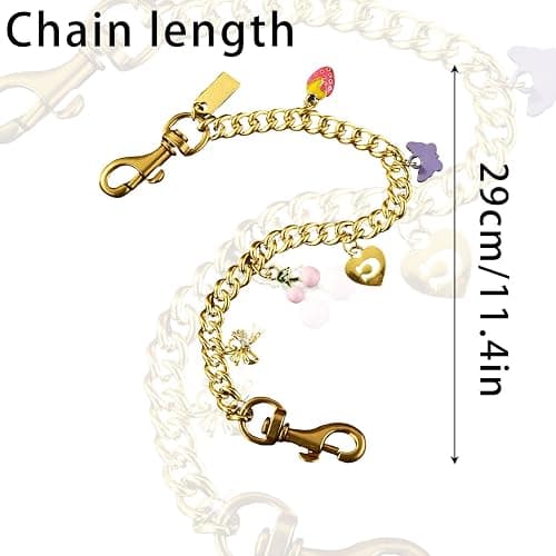 LSBDJDL Cute Cherry Gold Bag Charms Wallet Chain Keychains Purse Accessories For Women thumbnail 2