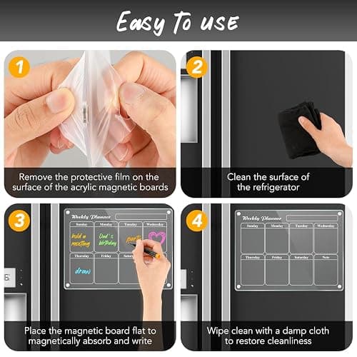 Planning Pads 4Pcs Fridge Calendars 2025 Acrylic Magnetic Calendar for Refrigerator Fridge White Board Calendar Chalk Dry Erase Magnets Chalkboard Monthly Weekly Planner with 6 Highlight Markers - MTH+WK+DLY+MEMO thumbnail 6